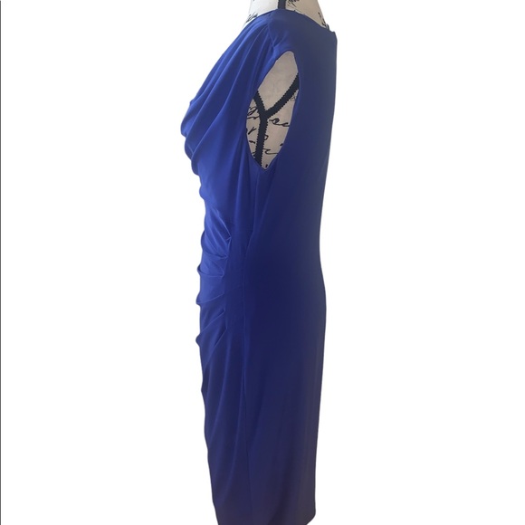 Ralph Lauren dress . Cobalt , Royal blue . 95% polyester. Ruched , size 12 - Picture 3 of 8